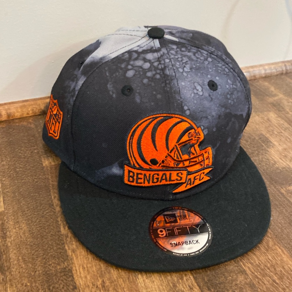 NWT new era NFL Bengals AFC 9FIFTY SNAPBACK hat black gray orange watermark desi